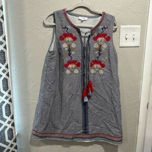 THML Boho Embroidered Shift Dress Size Medium